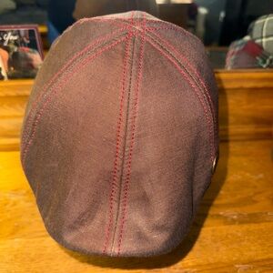 Goorin Bros. Brown Scally Cap with Red Stitching and stash pocket! Rare!